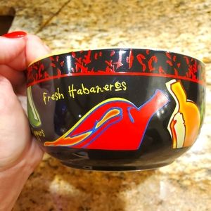 TABASCO SALSA BOWL Ceramic Peppers Black Yellow